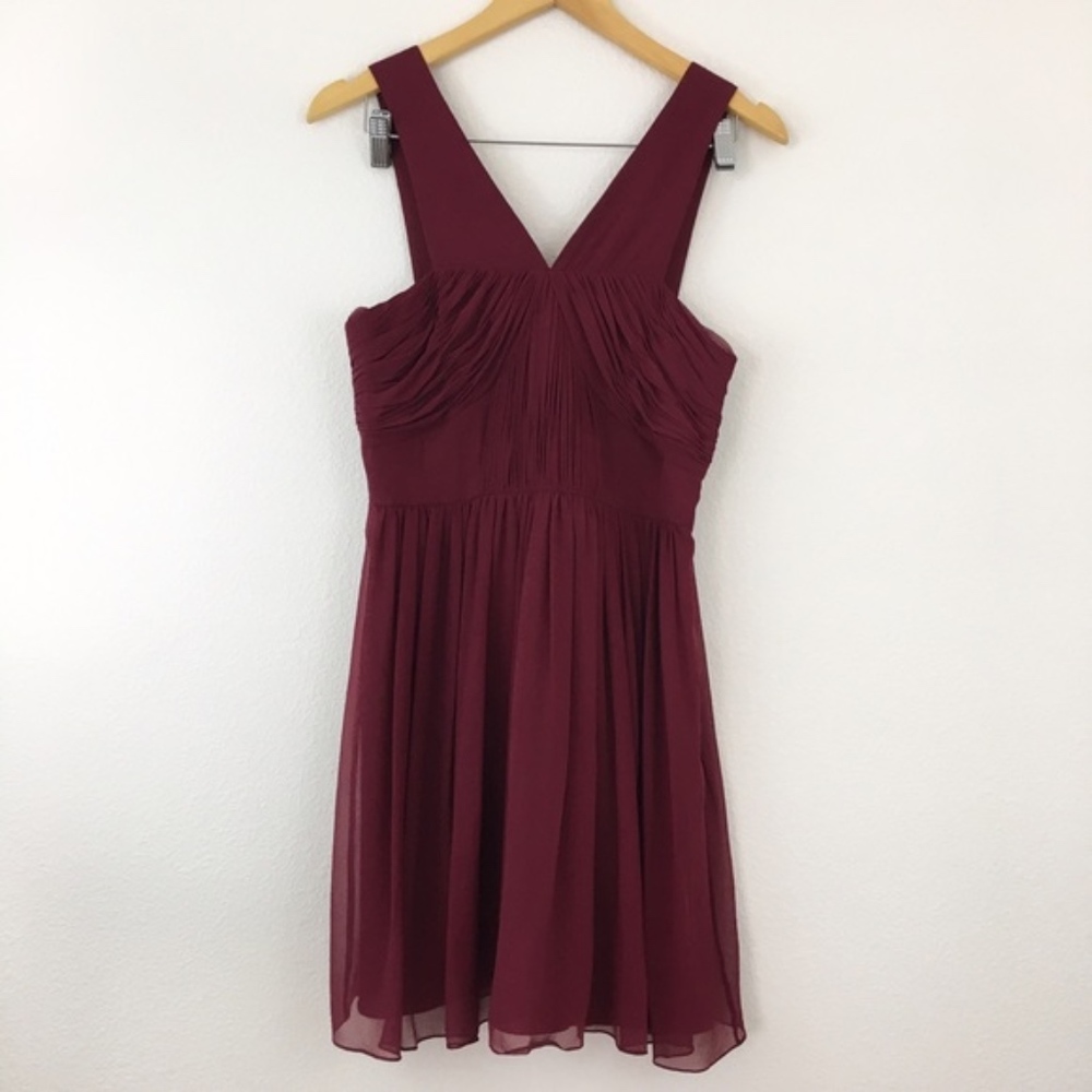 NEW Tibi Silk Dress Sleeveless Pleated Burgundy
